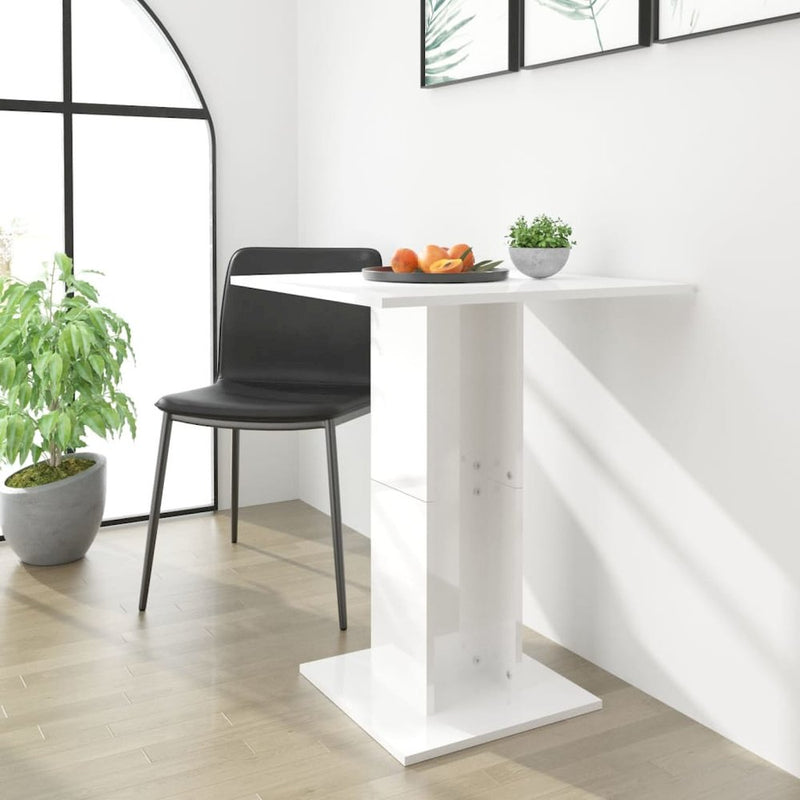 Bistro Table High Gloss White 23.6"x23.6"x29.5" Engineered Wood