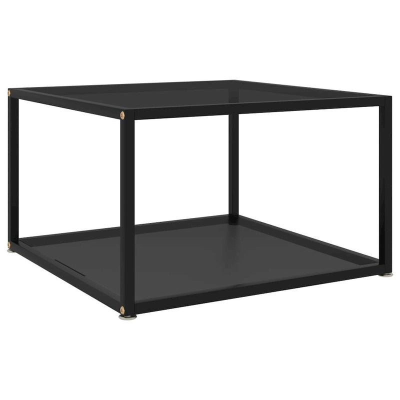 vidaXL Tea Table Black 23.6"x23.6"x13.8" Tempered Glass 2888