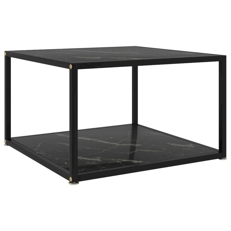 vidaXL Tea Table Black 23.6"x23.6"x13.8" Tempered Glass 2890