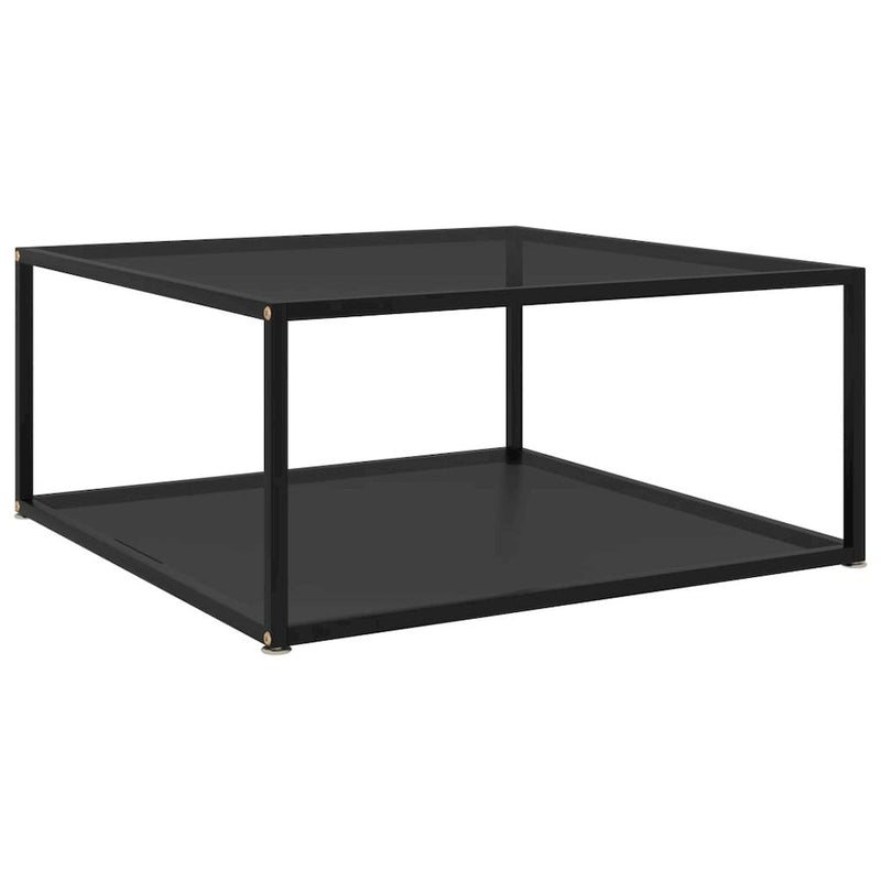 vidaXL Tea Table Black 31.5"x31.5"x13.8" Tempered Glass 2893