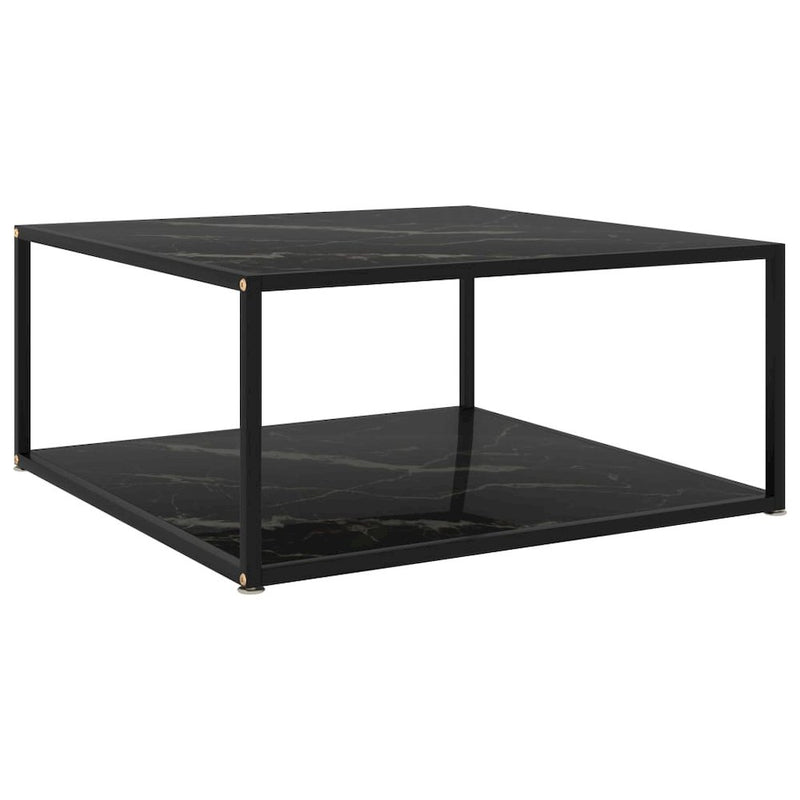 vidaXL Tea Table Black 31.5"x31.5"x13.8" Tempered Glass 2895