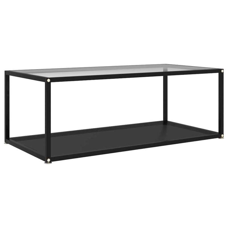 vidaXL Tea Table Transparent and Black 39.4"x19.7"x13.8" Tempered Glass 2901