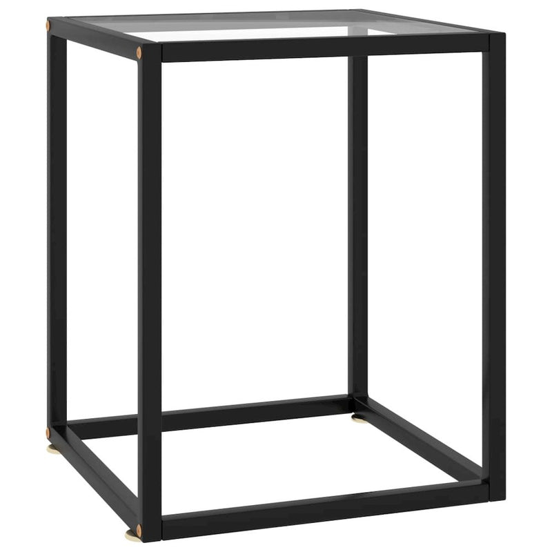 vidaXL Tea Table Black with Tempered Glass 15.7"x15.7"x19.7" 2907