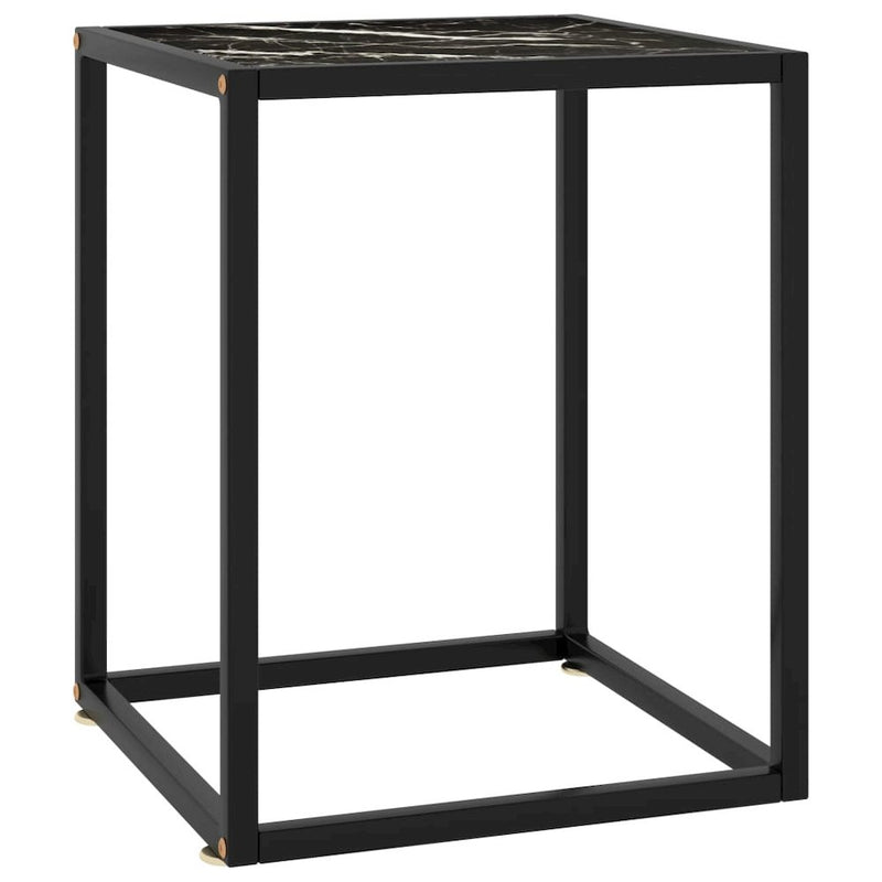 vidaXL Tea Table Black with Black Marble Glass 15.7"x15.7"x19.7" 2910