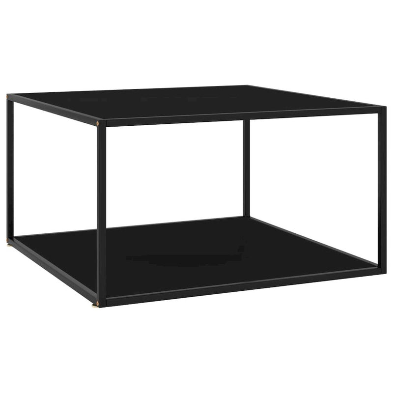 vidaXL Tea Table Black with Black Glass 35.4"x35.4"x19.7" 2912