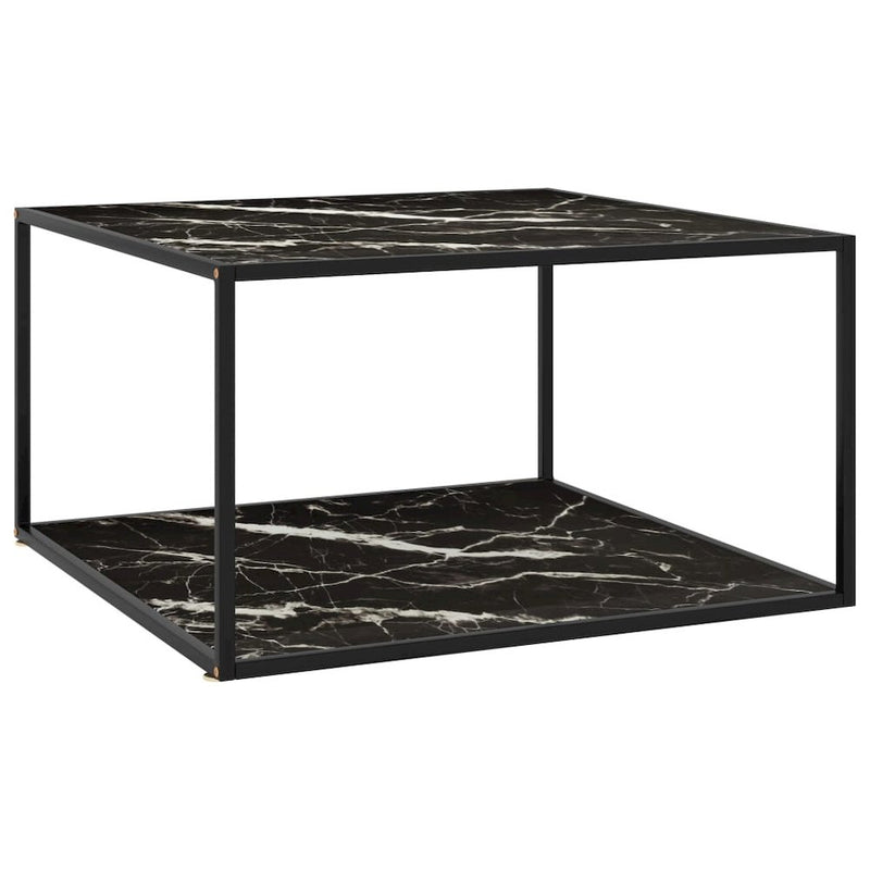 vidaXL Tea Table Black with Black Marble Glass 35.4"x35.4"x19.7" 2914