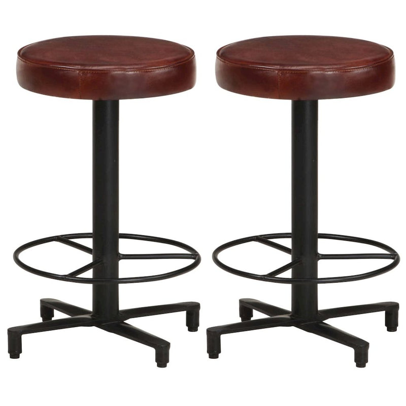 Bar Stools 2 pcs 20.5" Real Leather