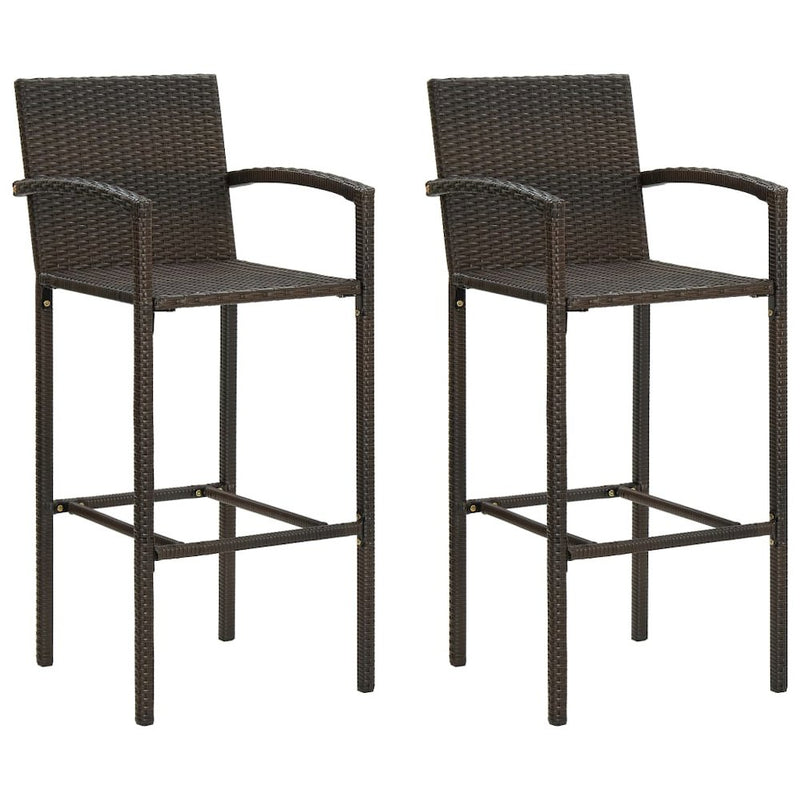 vidaXL Bar Stools 2 pcs Brown Poly Rattan 3451