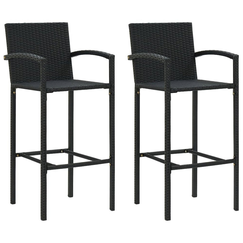 vidaXL Bar Stools 2 pcs Black Poly Rattan 3452