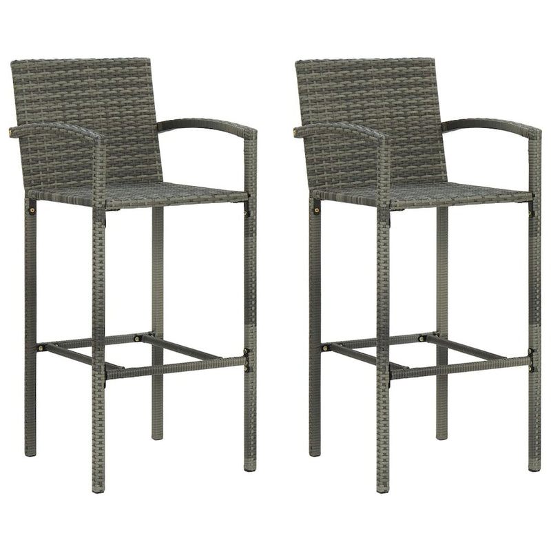 vidaXL Bar Stools 2 pcs Gray Poly Rattan 3453