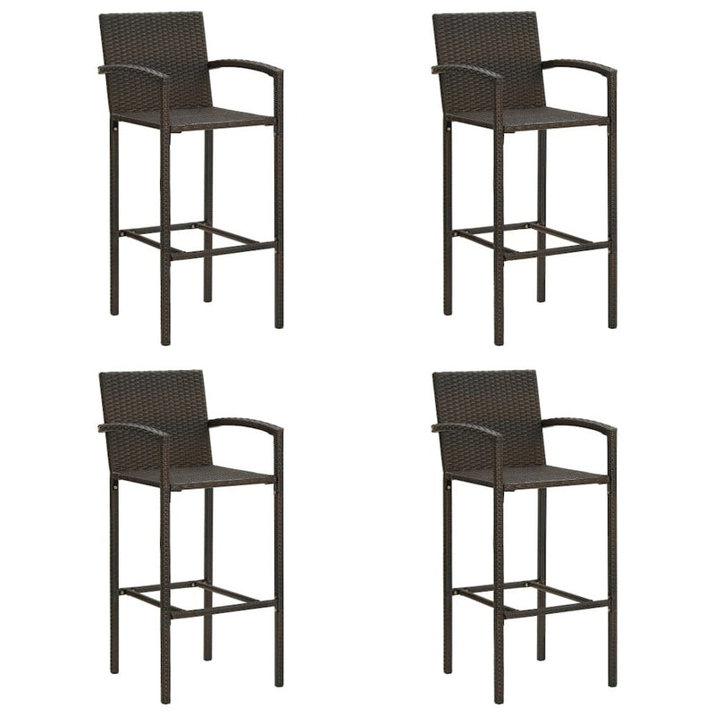 vidaXL Bar Stools 4 pcs Brown Poly Rattan 3454