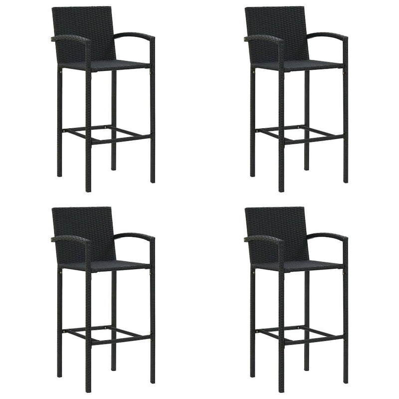 vidaXL Bar Stools 4 pcs Black Poly Rattan 3455