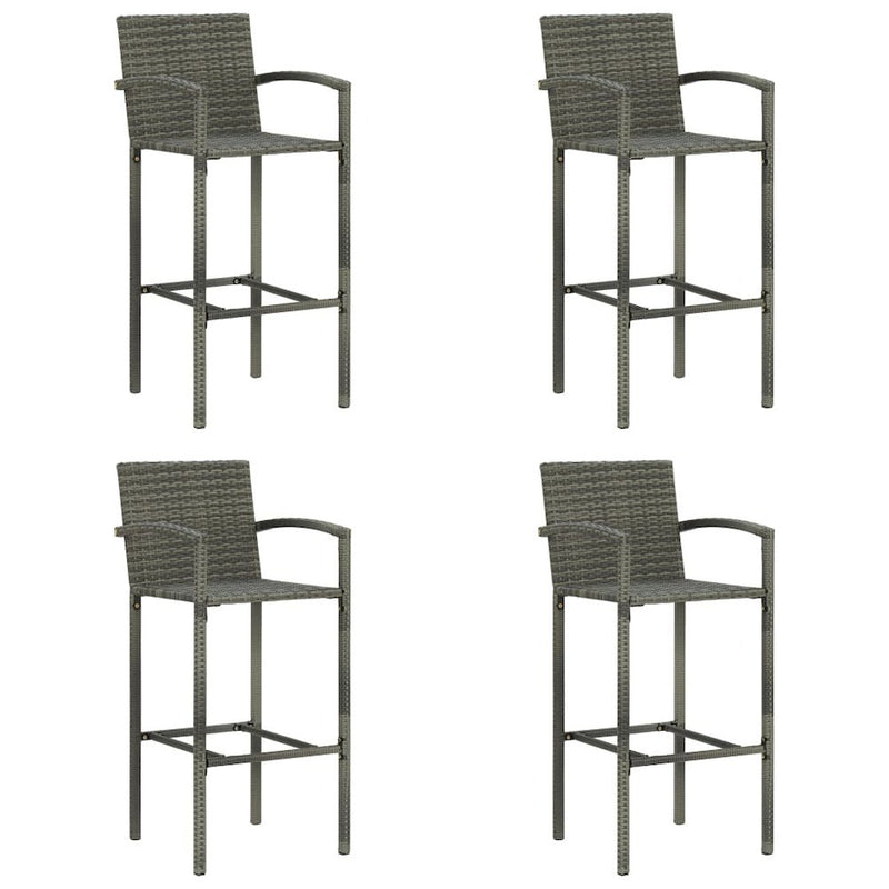 vidaXL Bar Stools 4 pcs Gray Poly Rattan 3456