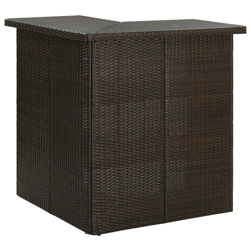 vidaXL Corner Bar Table Brown 39.4"x19.7"x41.3" Poly Rattan, 313480