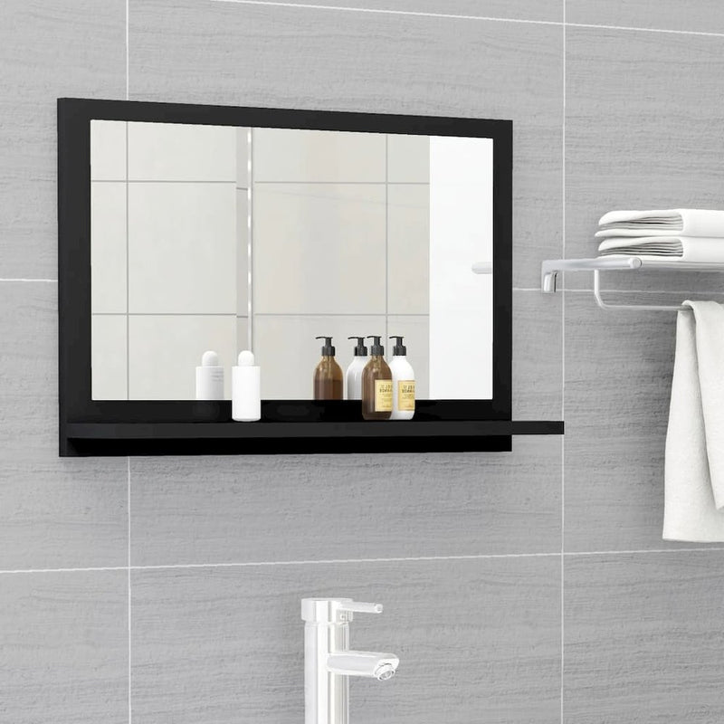 Bathroom Mirror Black 23.6"x4.1"x14.6" Engineered Wood