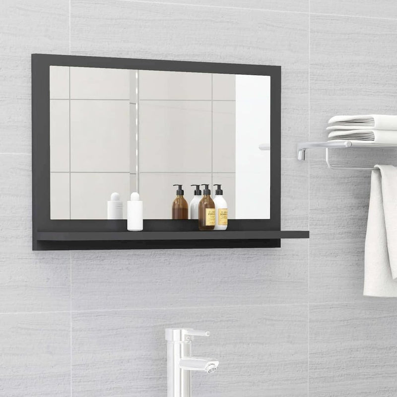 Bathroom Mirror Gray 23.6"x4.1"x14.6" Engineered Wood