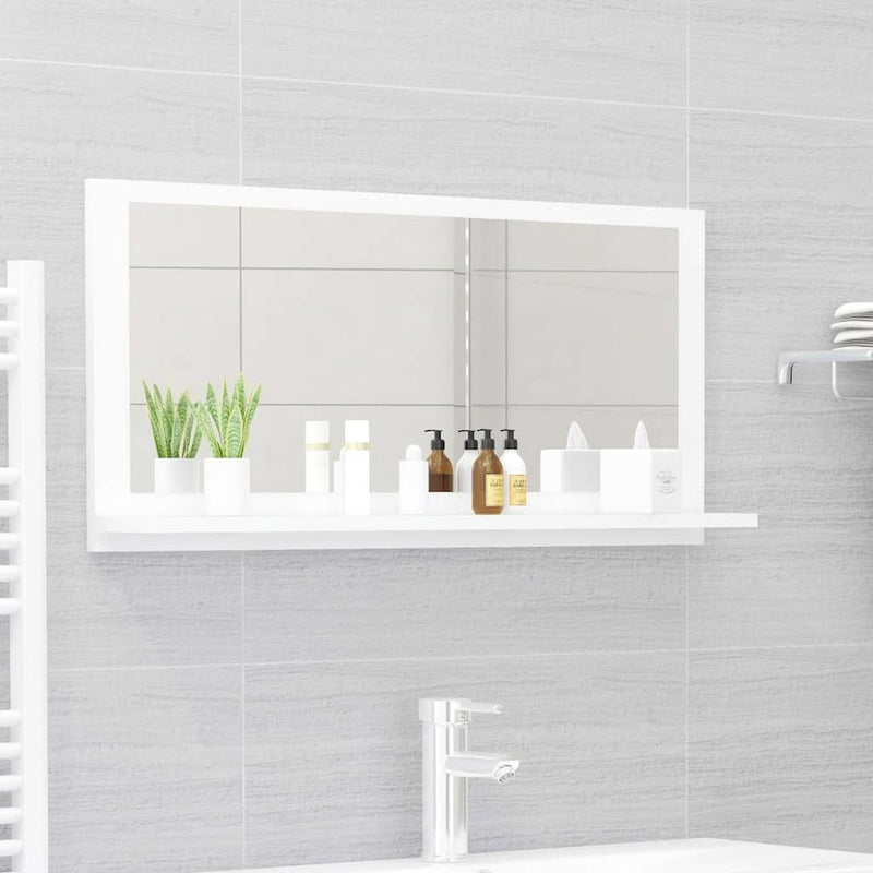 Bathroom Mirror White 31.5"x4.1"x14.6" Engineered Wood