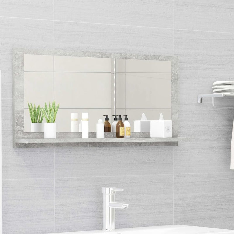 Bathroom Mirror Concrete Gray 31.5"x4.1"x14.6" Engineered Wood