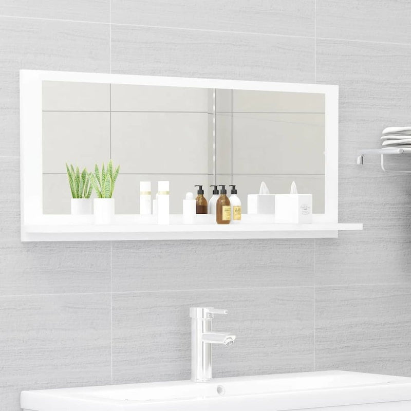 Bathroom Mirror White 35.4"x4.1"x14.6" Engineered Wood