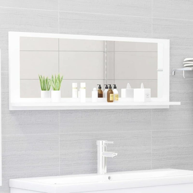 Bathroom Mirror White 39.4"x4.1"x14.6" Engineered Wood