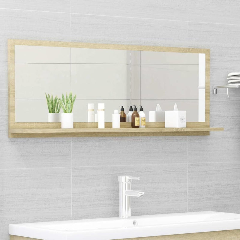 vidaXL Bathroom Mirror Sonoma Oak 39.4"x4.1"x14.6" Chipboard, 804592