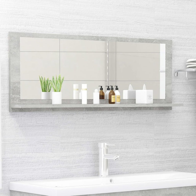 vidaXL Bathroom Mirror Concrete Gray 39.4"x4.1"x14.6" Chipboard, 804593