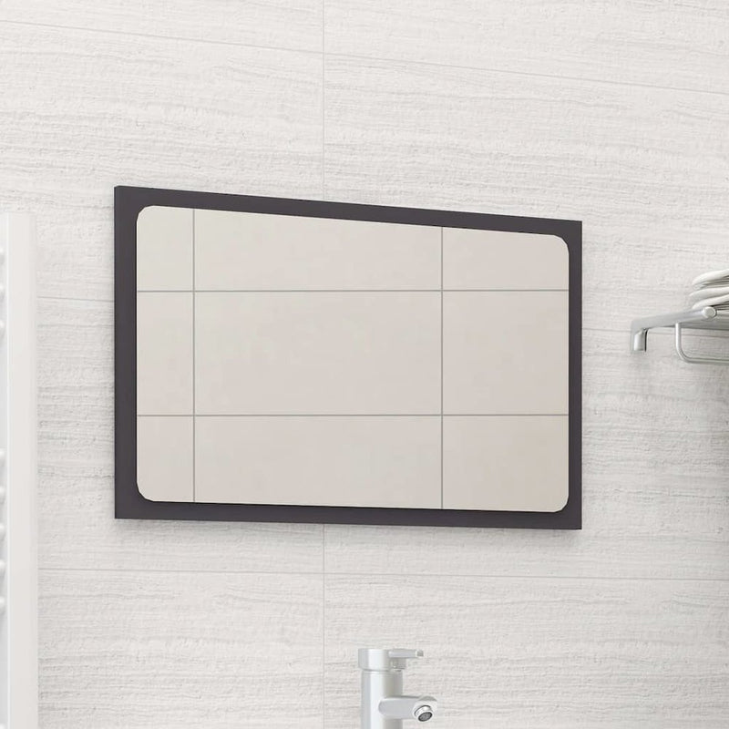 vidaXL Bathroom Mirror Gray 23.6"x0.6"x14.6" Chipboard, 804608