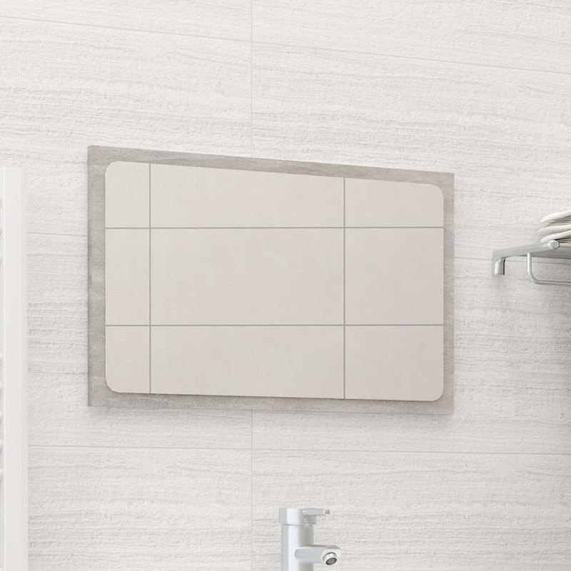 vidaXL Bathroom Mirror Concrete Gray 23.6"x0.6"x14.6" Chipboard, 804610