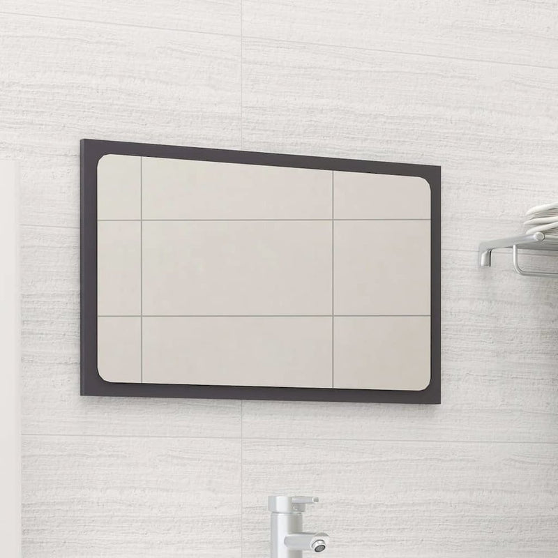 Bathroom Mirror High Gloss Gray 23.6"x0.6"x14.6" Engineered Wood