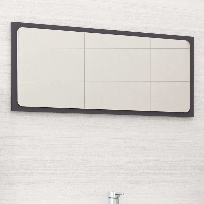 vidaXL Bathroom Mirror Gray 31.5"x0.6"x14.6" Chipboard, 804616