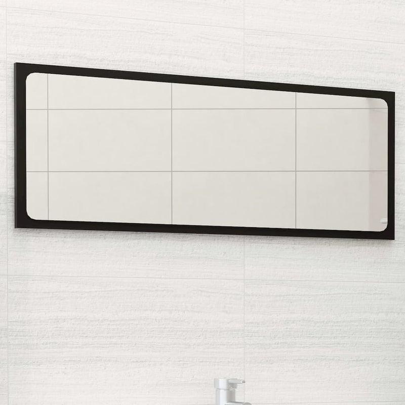 vidaXL Bathroom Mirror Black 35.4"x0.6"x14.6" Chipboard, 804623