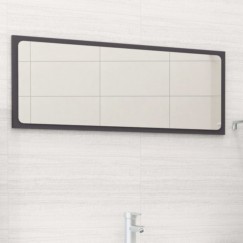 vidaXL Bathroom Mirror Gray 35.4"x0.6"x14.6" Chipboard, 804624