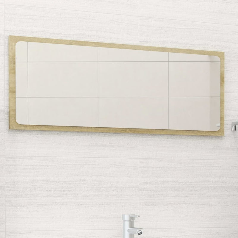 vidaXL Bathroom Mirror Sonoma Oak 35.4"x0.6"x14.6" Chipboard, 804625