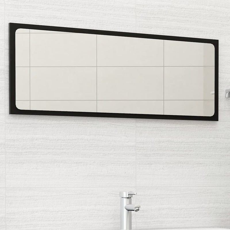 vidaXL Bathroom Mirror Black 39.4"x0.6"x14.6" Chipboard, 804631