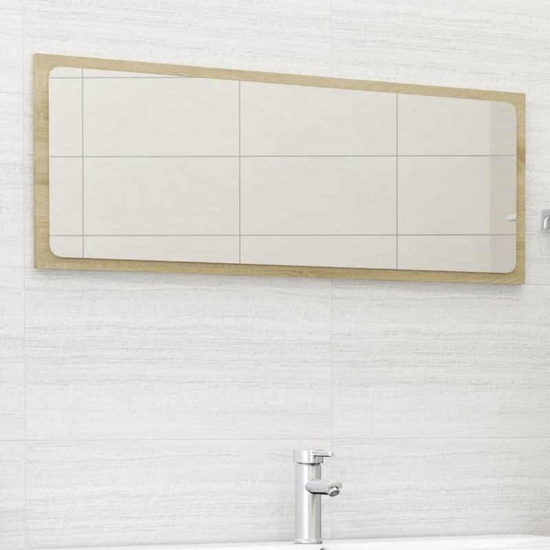 vidaXL Bathroom Mirror Sonoma Oak 39.4"x0.6"x14.6" Chipboard, 804633