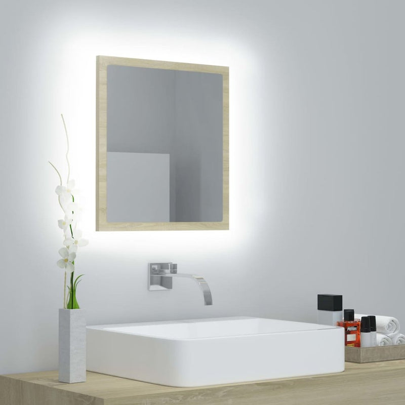 vidaXL LED Bathroom Mirror Sonoma Oak 15.7"x3.3"x14.6" Chipboard 4911