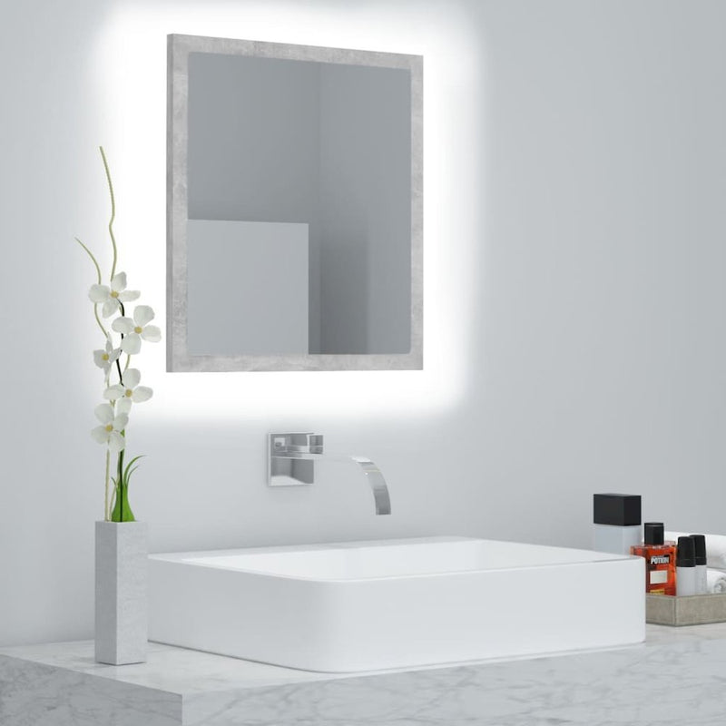 LED Bathroom Mirror Concrete Gray 15.7"x3.3"x14.6" Acrylic