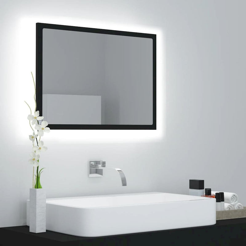 LED Bathroom Mirror Black 23.6"x3.3"x14.6" Acrylic