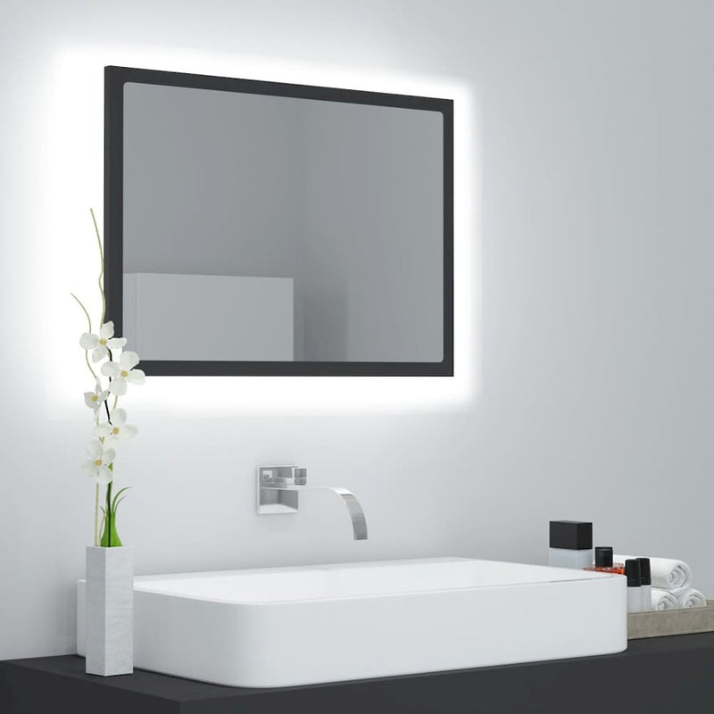 vidaXL LED Bathroom Mirror Gray 23.6"x3.3"x14.6" Chipboard 4918