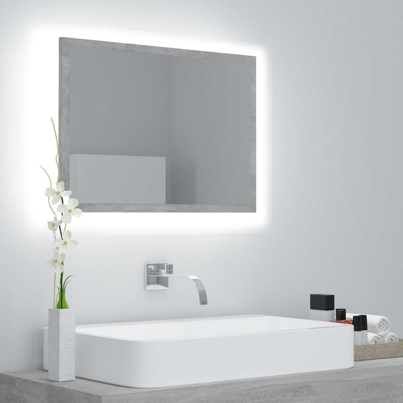 vidaXL LED Bathroom Mirror Concrete Gray 23.6"x3.3"x14.6" Chipboard 4920