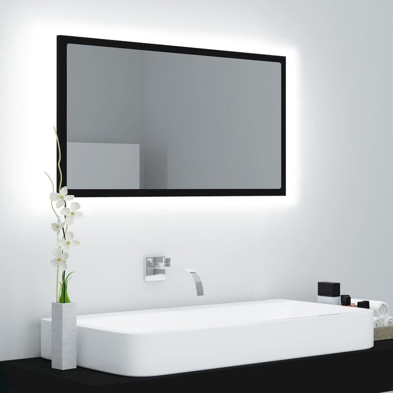 LED Bathroom Mirror Black 31.5"x3.3"x14.6" Acrylic