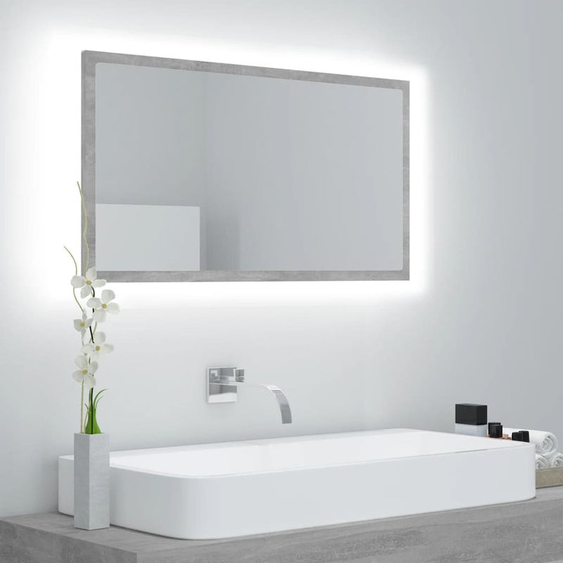 LED Bathroom Mirror Concrete Gray 31.5"x3.3"x14.6" Acrylic