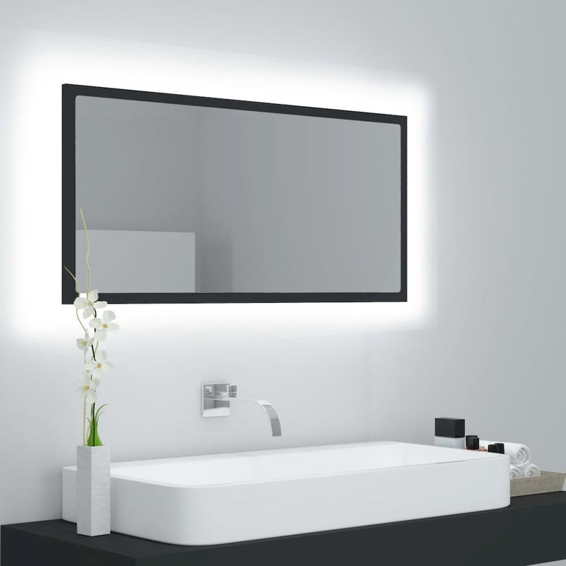 LED Bathroom Mirror Gray 35.4"x3.3"x14.6" Acrylic