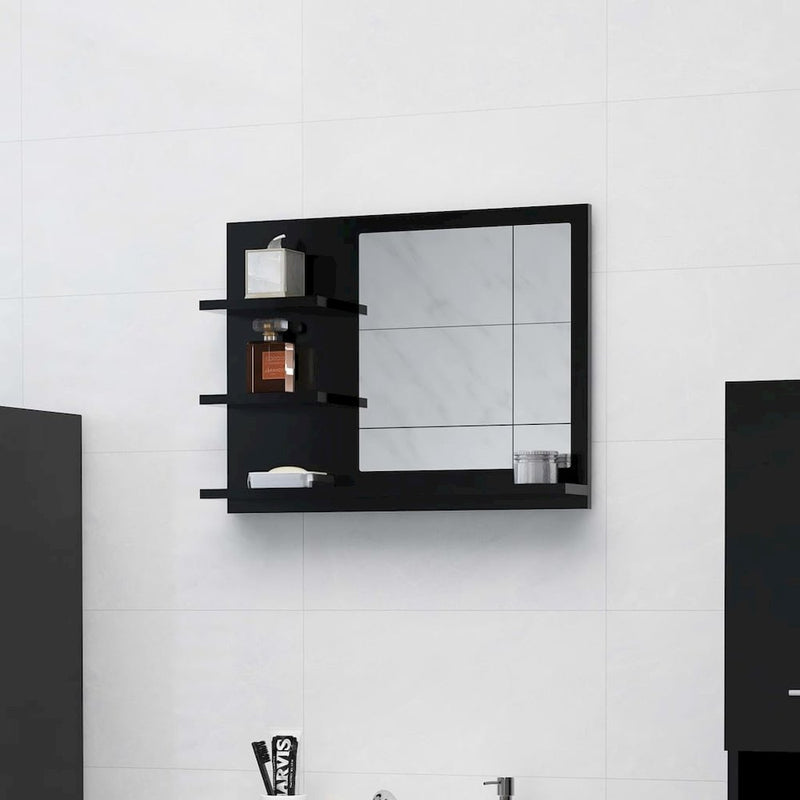 vidaXL Bathroom Mirror Black 23.6"x4.1"x17.7" Chipboard, 805007