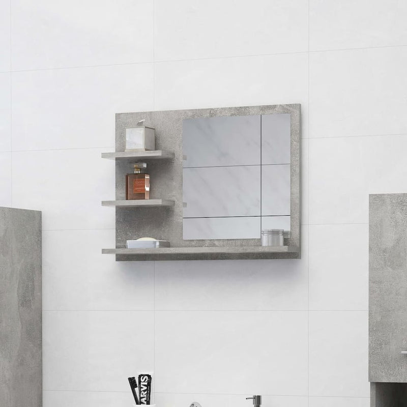 vidaXL Bathroom Mirror Concrete Gray 23.6"x4.1"x17.7" Chipboard, 805010