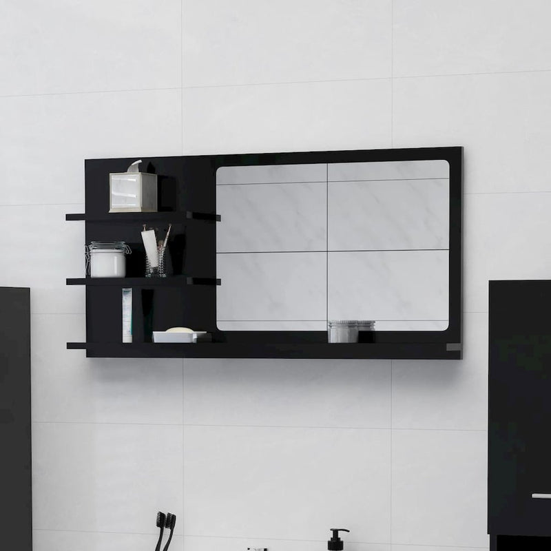 Bathroom Mirror Black 35.4"x4.1"x17.7" Engineered Wood