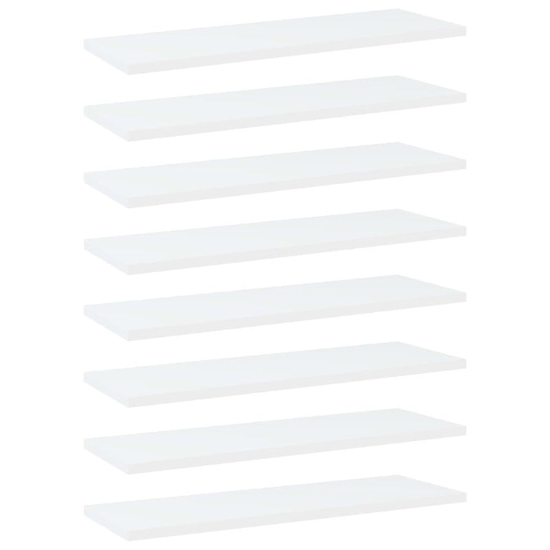 vidaXL Bookshelf Boards 8 pcs White 23.6"x7.9"x0.6" Engineered Wood