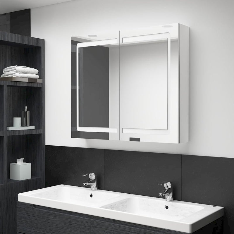 LED Bathroom Mirror Cabinet Shining White 31.5"x4.7"x26.8"