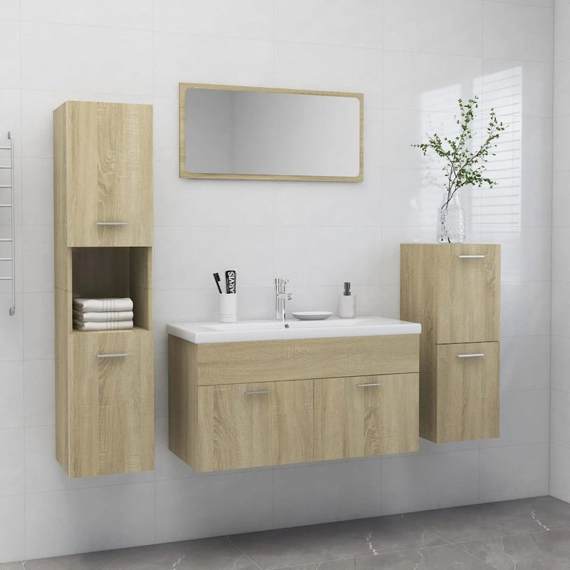 Bathroom Furniture Set Sonoma Oak Engineered Wood