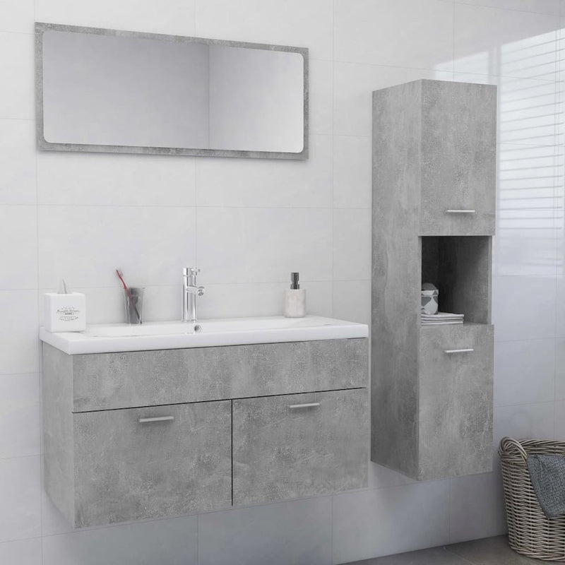 Bathroom Furniture Set Concrete Gray Engineered Wood